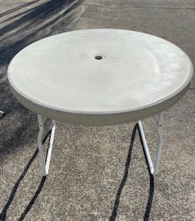 Hire Round Table 1.2m – Wooden tabletop – metal folding legs, in Underwood, QLD