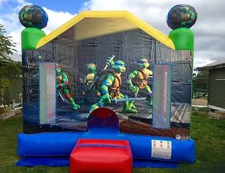 Hire Ninja Turtles (4x4m) Castle with Basketball Ring inside, hire Jumping Castles, near Mickleham