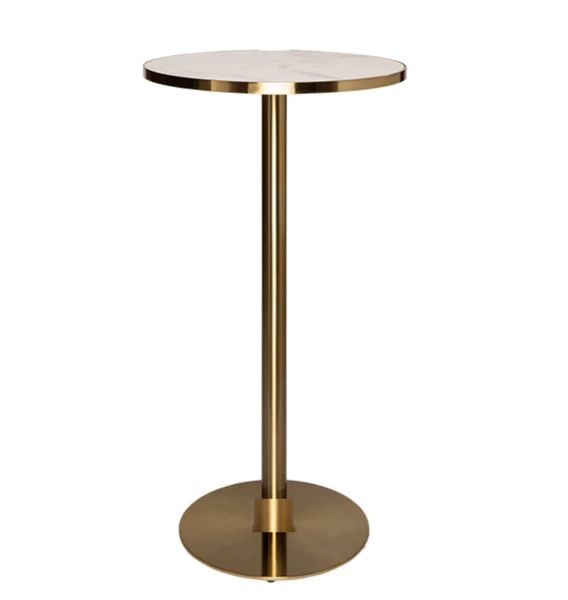 Hire Brass Cocktail Bar Table Hire – White Top