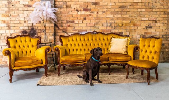 Hire Vintage Lounge Set - Gold Antique, hire Chairs, near Heidelberg West