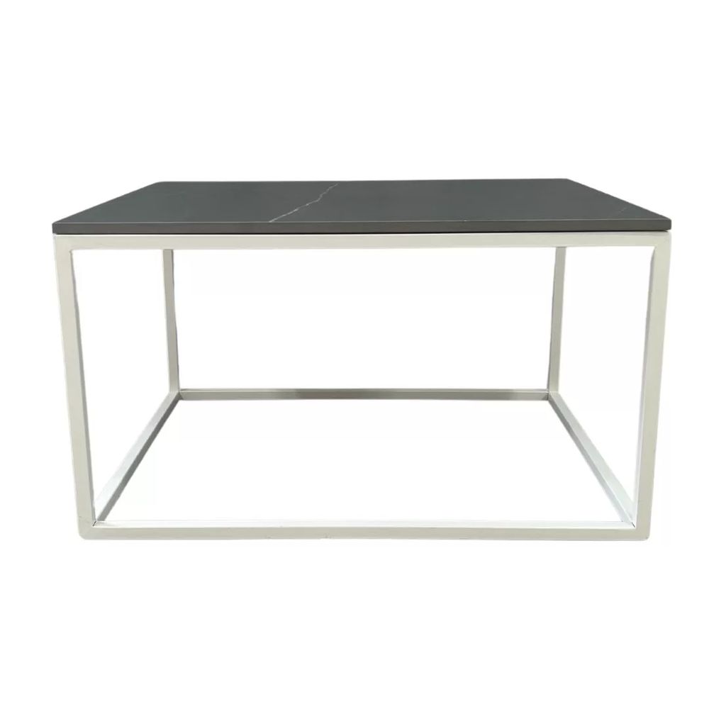 Hire White Rectangular Coffee Table Hire w Black Marble Top, hire Tables, near Wetherill Park image 1