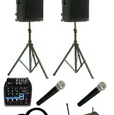 Hire PA Sound System Package ( 2 x Speakers & 2 x Wireless Mic)