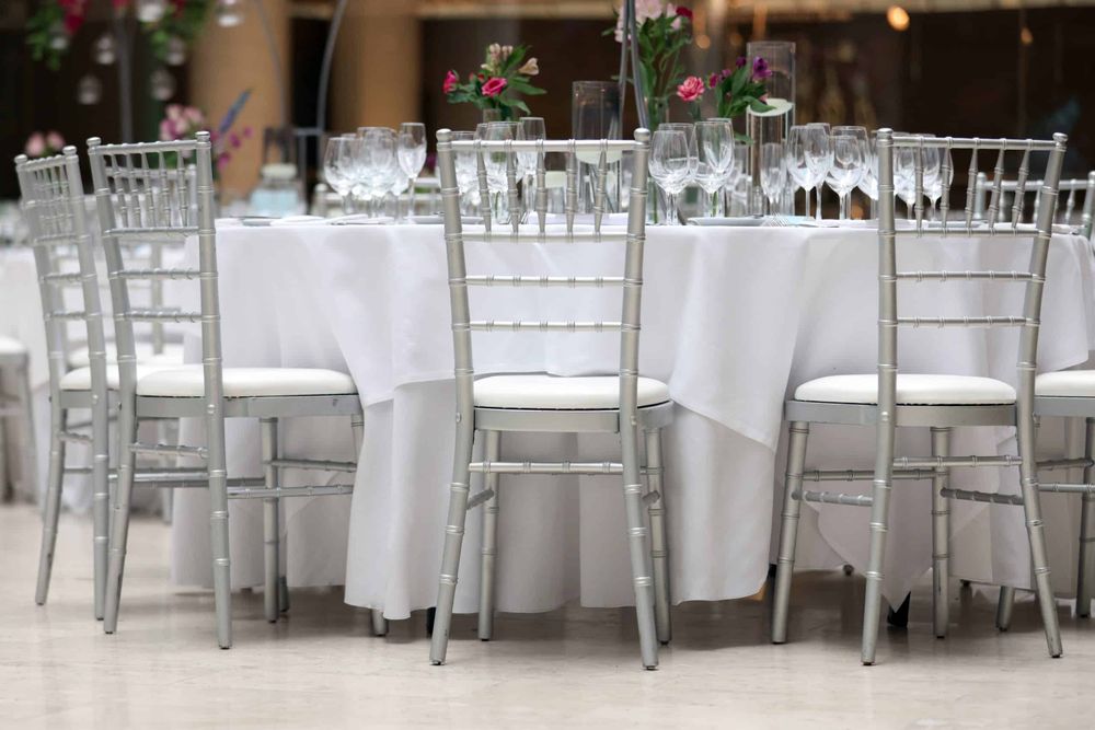 Hire White Round Banquet Linen Hire, hire Tables, near Wetherill Park image 1