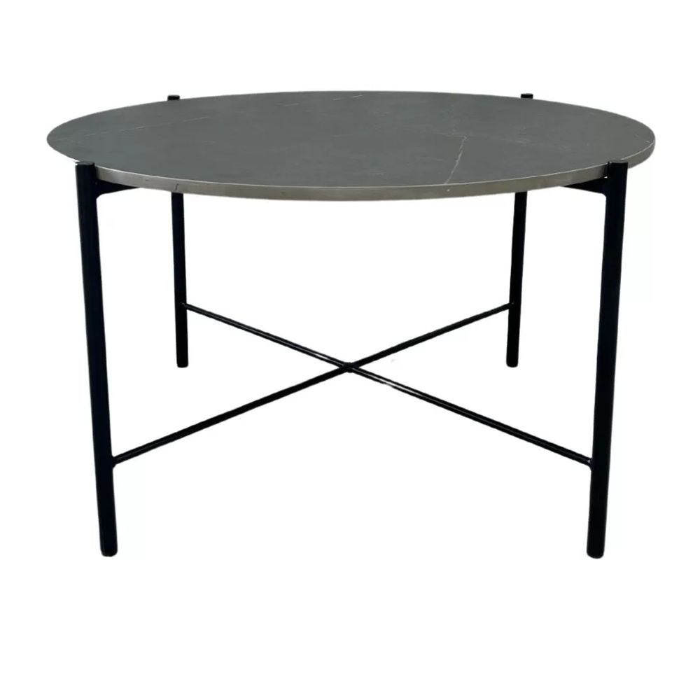 Hire Black Round Cross Coffee Table Hire w/ White Top, hire Tables, near Wetherill Park image 1
