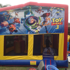 Hire TOY STORY 3 IN 1 COMBO WITH SLIDE POP UPS & TUNNEL & BASKETBALL HOOP AGES 3 TO 13