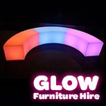 Hire Glow Curved Bench - Package 3, hire Chairs, near Smithfield