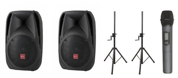 Hire PA System - 2x Speakers, 2x Speaker Stands & 1x Wireless Microphone