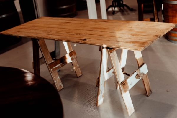 Hire Rustic Timber Trestle Table, in Sumner, QLD