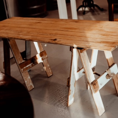 Hire Rustic Timber Trestle Table, in Sumner, QLD