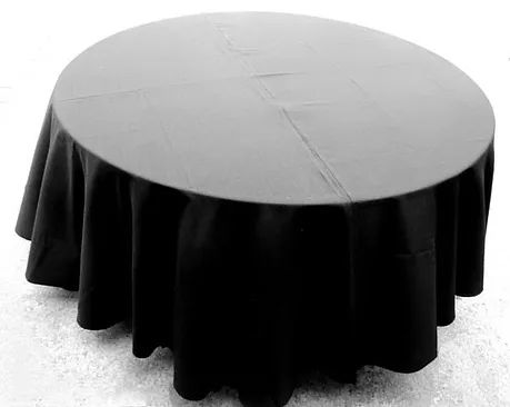 Hire Linen White / Black Round Tablecloth 260cm for 5ft Round Table, hire Tables, near Ingleburn image 2