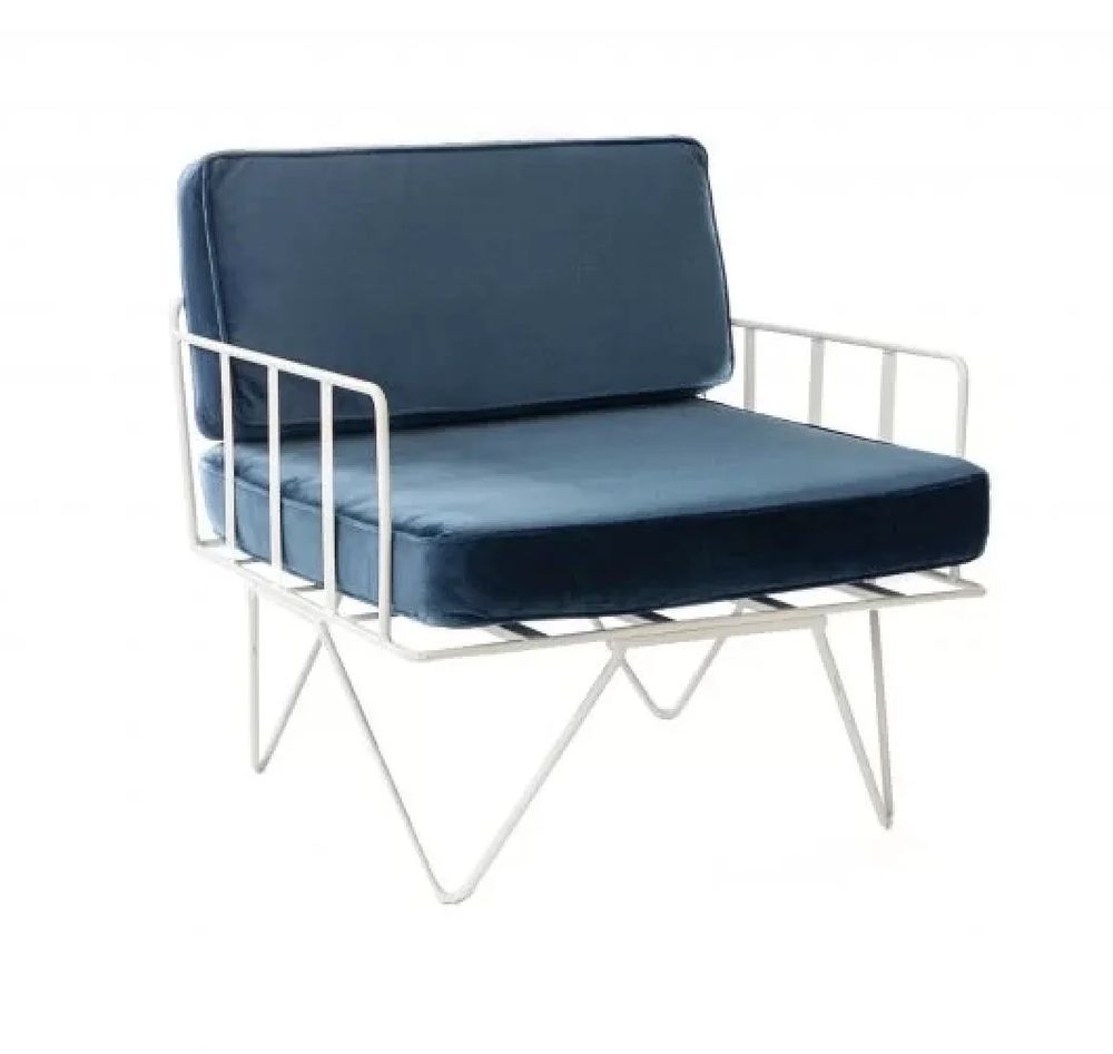 Hire Navy Blue Velvet Wire Arm Chair Hire, hire Chairs, near Wetherill Park