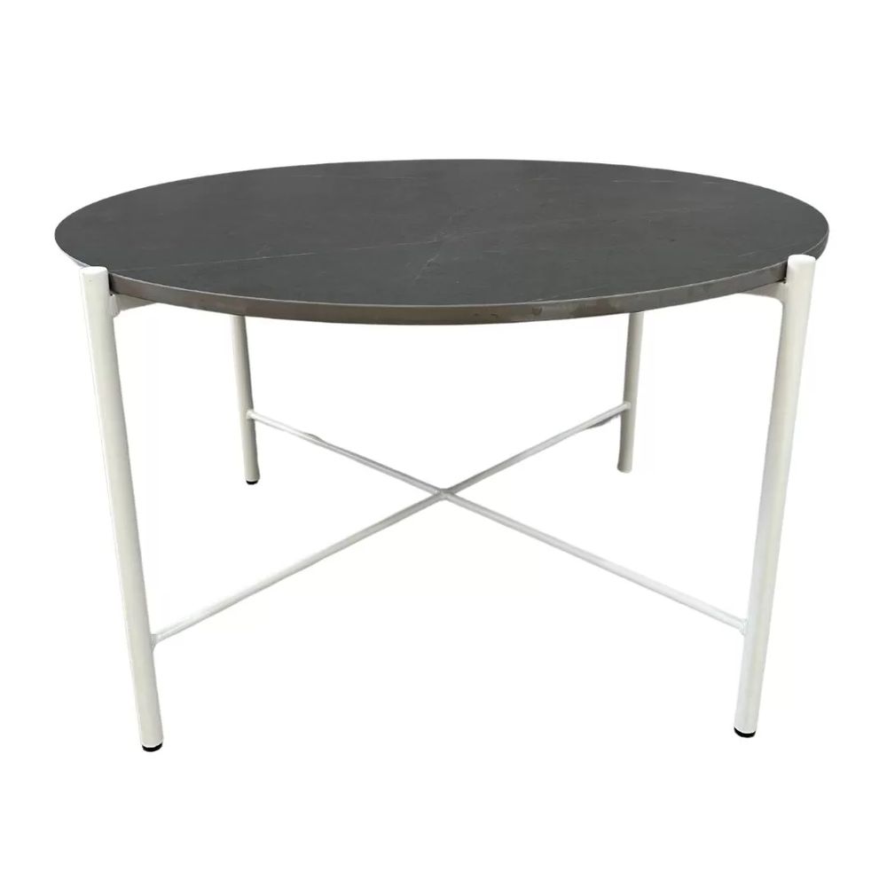 Hire White Round Cross Coffee Table Hire w/ Black Marble Top, hire Tables, near Wetherill Park image 2