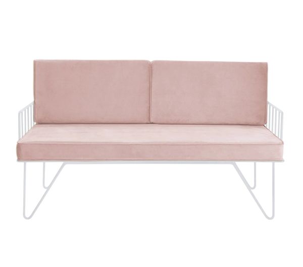 Hire Wire Sofa Lounge Hire w/ Pink Velvet Cushions