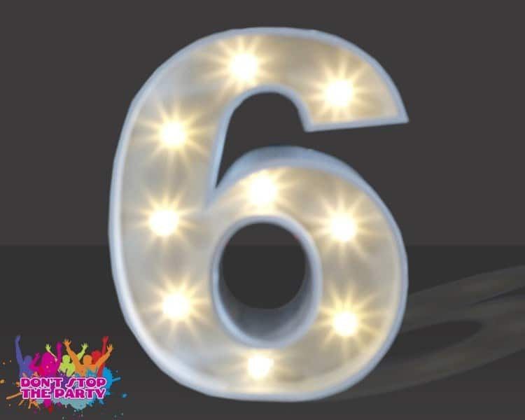 Hire LED Light Up Number - 60cm - 6, hire Party Lights, near Geebung