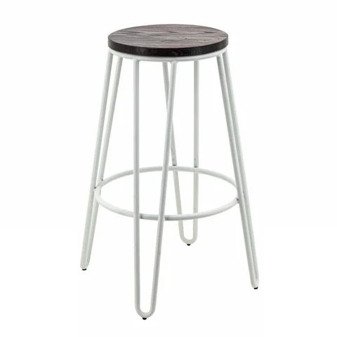 Hire Hair Pin Stool – Wood top/White legs, in Malaga, WA