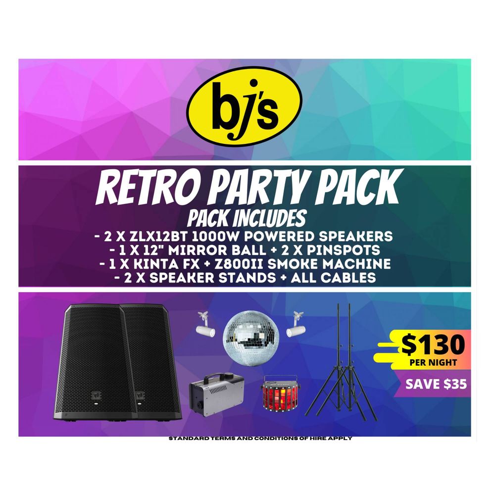 Hire Retro Party Pack, hire Speakers, near Newstead
