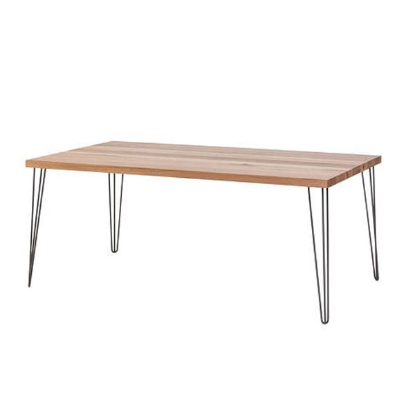 Hire White Hairpin Banquet Table With Natural Timber Top, from Melbourne Party Hire Co