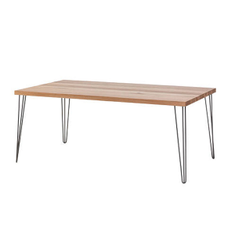 Hire White Hairpin Banquet Table With Natural Timber Top