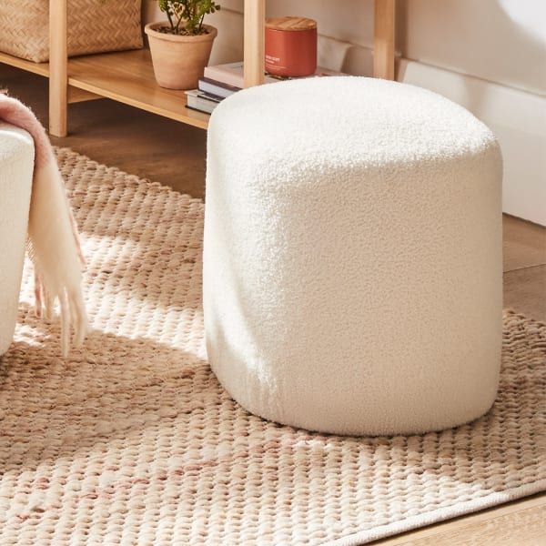 Hire BOUCLE WHITE OVAL OTTOMAN, hire Chairs, near Brookvale image 1