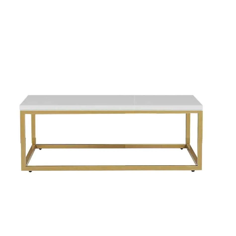 Hire Rectangular Gold Coffee Table Hire w/ White Top, hire Tables, near Auburn