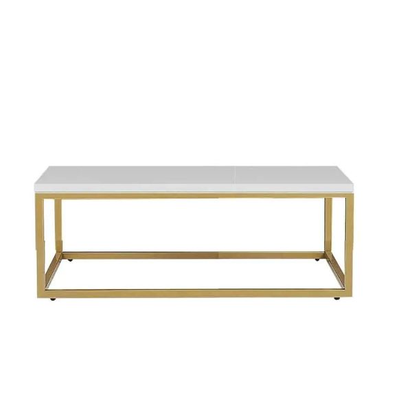 Hire Rectangular Gold Coffee Table Hire w/ White Top