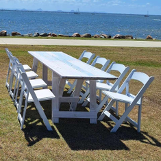 Hire 2.4 x .7m Boohoo look VJ Table with A Frame Legs, in Kippa-Ring, QLD