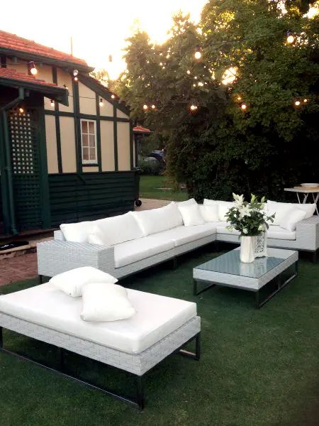 Hire WICKER WHITE FURNITURE OUTDOOR OTTOMAN CHAIR, hire Chairs, near Shenton Park image 2