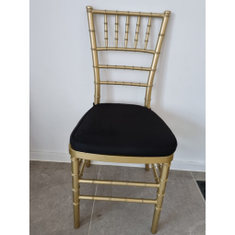 Hire Gold Tiffany Chairs with Black Cushion