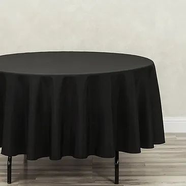 Hire Linen White / Black Round Tablecloth 260cm for 5ft Round Table, hire Tables, near Ingleburn