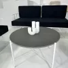 Hire White Round Cross Coffee Table Hire w/ Black Marble Top