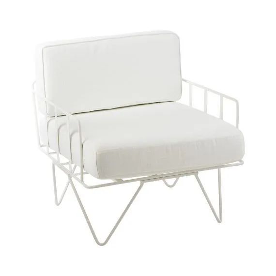 Hire Wire Arm Chair Hire w/ White Velvet Cushions