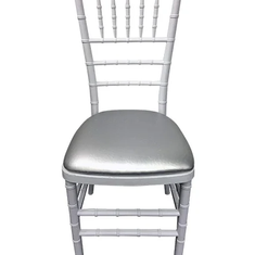 Hire White Tiffany Chair with Silver Cushion Hire