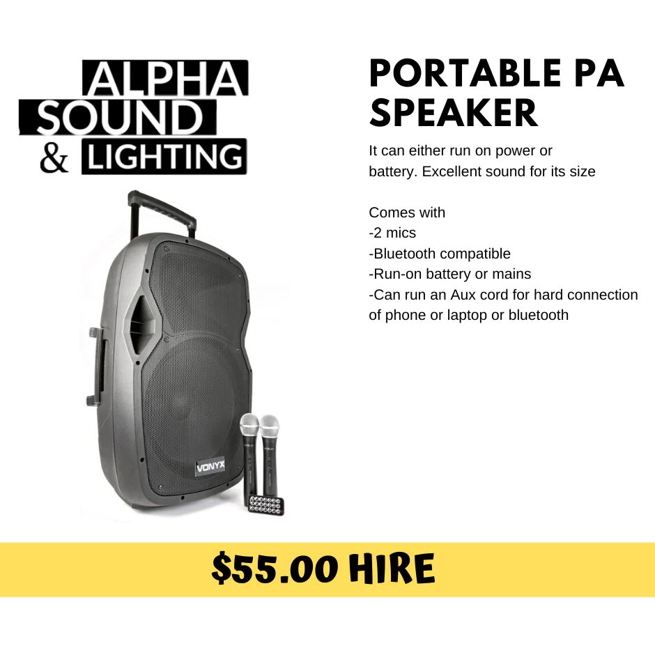Hire Large All in one battery PA Speaker + 2 Wireless Mic and Bluetooth connection, hire Speakers, near Hampton Park