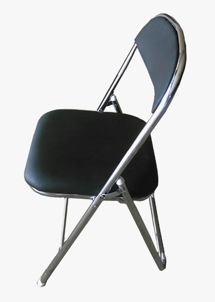 Hire Black Padded Chrome Framed Folding Chair, hire Chairs, near Balaclava image 2