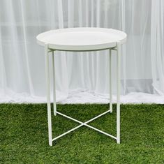 Hire ROUND WHITE SIDE TABLE, in Cheltenham, VIC