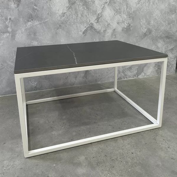 Hire White Rectangular Coffee Table Hire w Black Marble Top, from Chair Hire Co