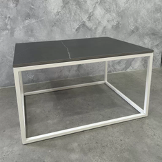 Hire White Rectangular Coffee Table Hire w Black Marble Top