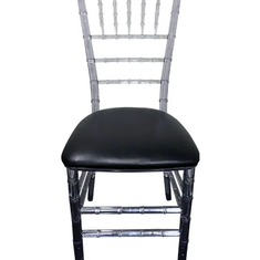 Hire Clear Tiffany Chair with Black Cushion Hire