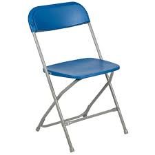 Hire Blue plastic folding chairs with metal legs, hire Chairs, near Underwood