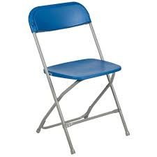 Hire Blue plastic folding chairs with metal legs, in Underwood, QLD