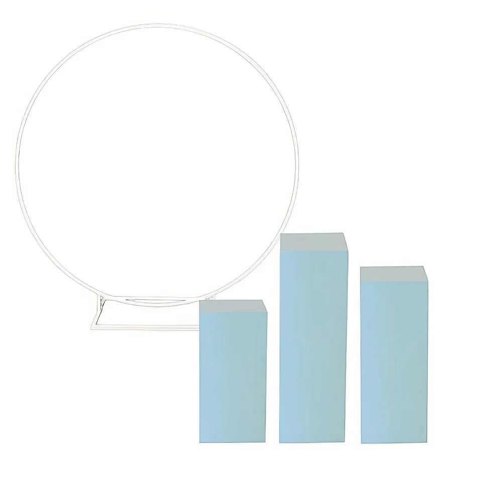 Hire Pkg 3 - White Hoop Backdrop w/ Blue Plinths, hire Miscellaneous, near Auburn image 1