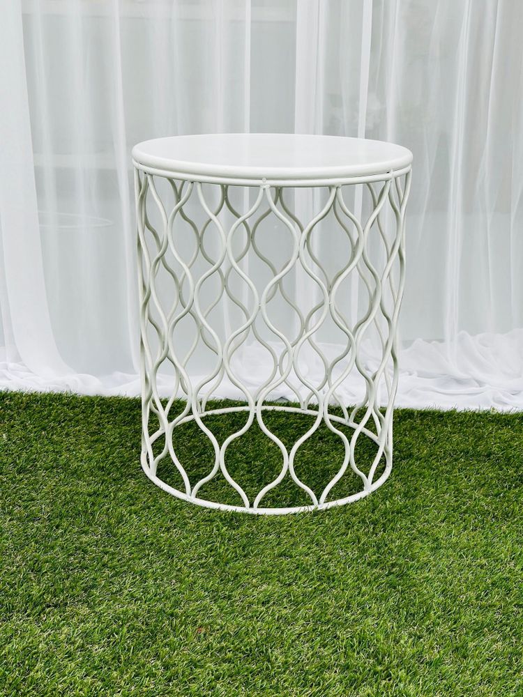 Hire METAL WAVE SIDE TABLE – WHITE, hire Tables, near Cheltenham image 1