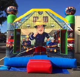 Hire Fireman Sam (4x4m) Castle with Basketball Ring inside, hire Jumping Castles, near Mickleham