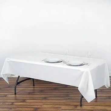 Hire Plastic White Table Cloth cover 137x274cm (Disposable)