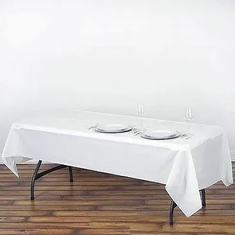 Hire Plastic White Table Cloth cover 137x274cm (Disposable), in Ingleburn, NSW