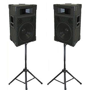 Hire TWO SPEAKERS ON STANDS
