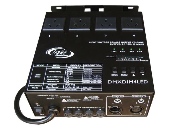 Hire 4 CHANNEL DMX DIMMER / SWITCH, from Lightsounds Brisbane