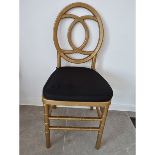 Hire Gold Chanel Chair with Black Cushion, hire Chairs, near Chullora