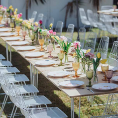 Hire White Hairpin Tapas Table w/ Timber Top