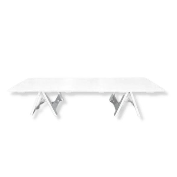 Hire White Hairpin High Bar Table w/ Timber Top